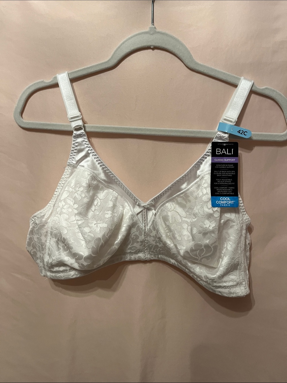 42C Bali White Classic Support Floral Jacquard Bra